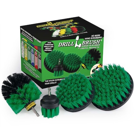 Drill Brush Power Scrubber By Useful Products 5 in W 5 in L Brush, Green G-S-542O-QC-DB